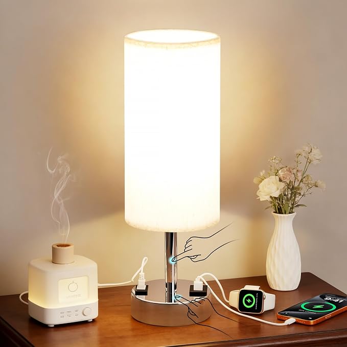 Touch Bedside Table Lamp with USB Charging | Arvello Mart
