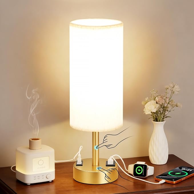Touch Bedside Table Lamp with USB Charging | Arvello Mart