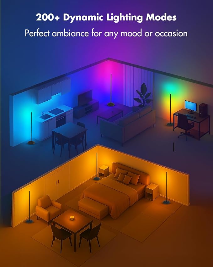 Smart RGB LED Corner Floor Lamp with Music Sync | Arvello Mart