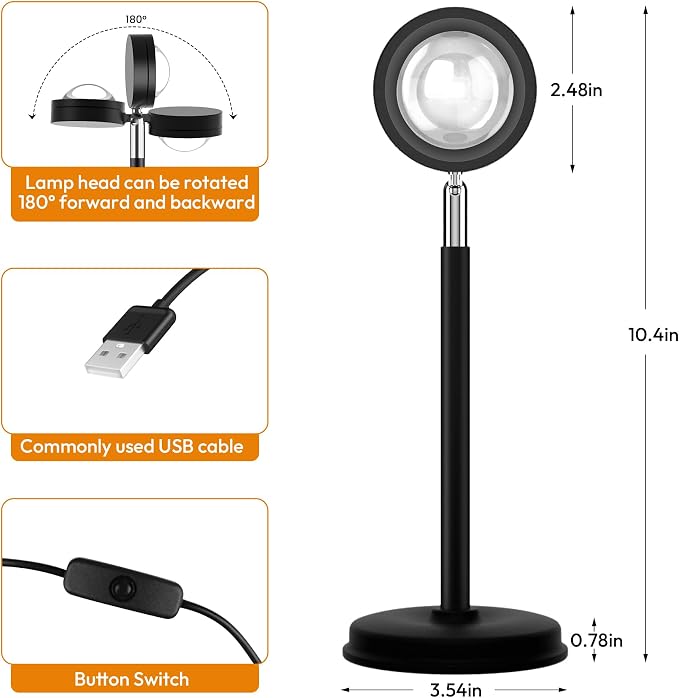 Sunset Projection Lamp with 180° Rotation | Arvello Mart