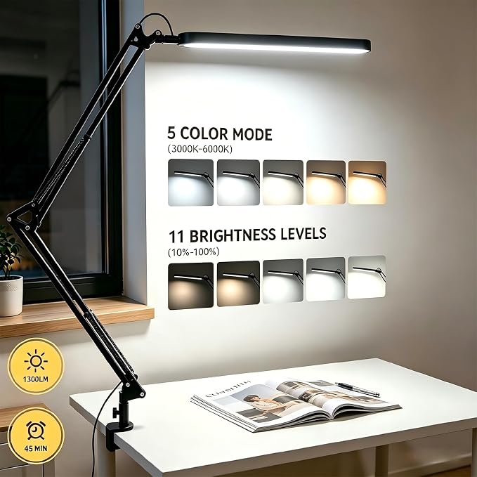 Black LED Desk Lamp with Swing Arm & Memory | Arvello Mart