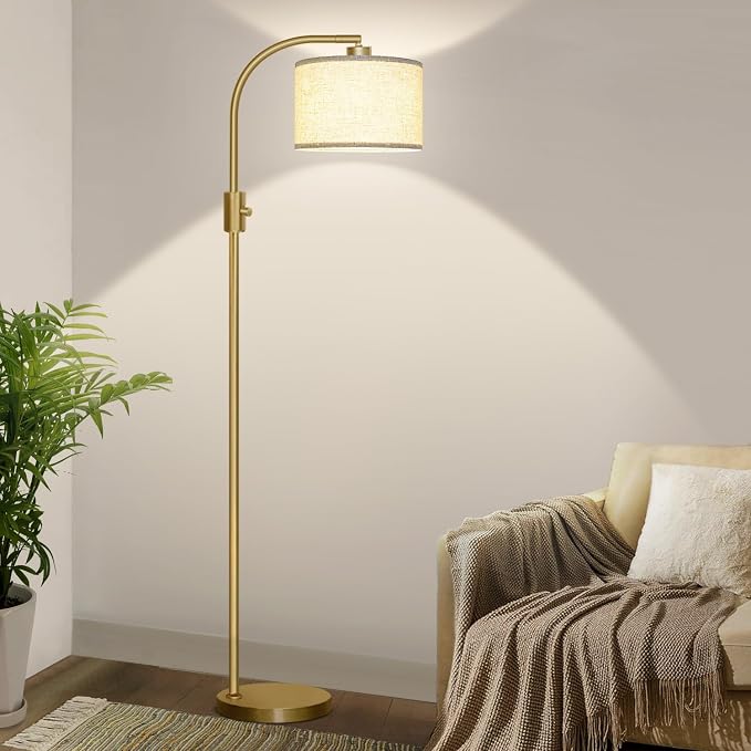 Modern Arc Dimmable Floor Lamp with Linen Shade | Arvello Mart