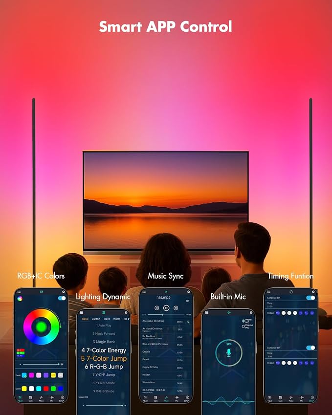 Smart RGB LED Corner Floor Lamp with Music Sync | Arvello Mart