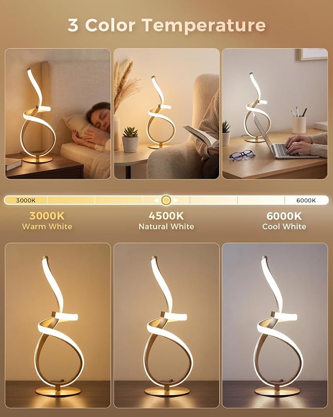 Modern Spiral LED Table Lamp with Touch Dimming | Arvello Mart