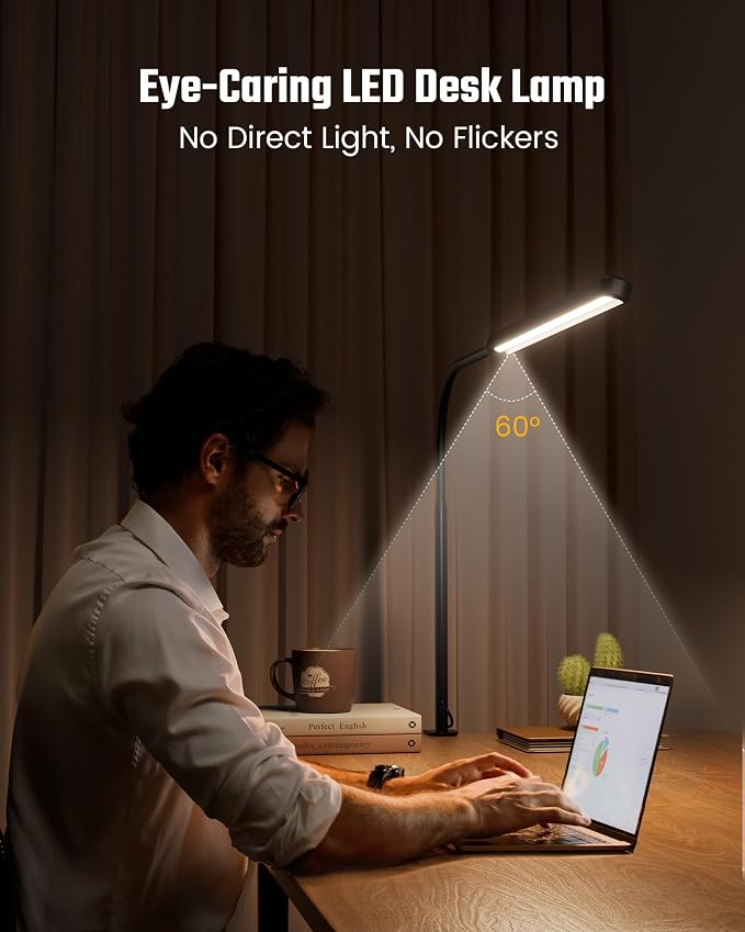 Black Clamp-On LED Desk Lamp with Gooseneck | Arvello Mart