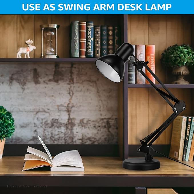 Black Metal Desk Lamp with Adjustable Arm & Clamp | Arvello Mart