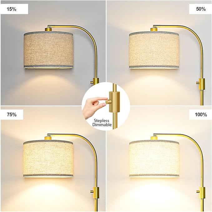 Modern Arc Dimmable Floor Lamp with Linen Shade | Arvello Mart