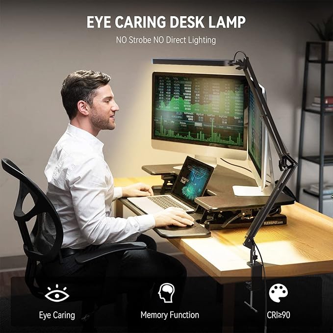 Black LED Desk Lamp with Swing Arm & Memory | Arvello Mart