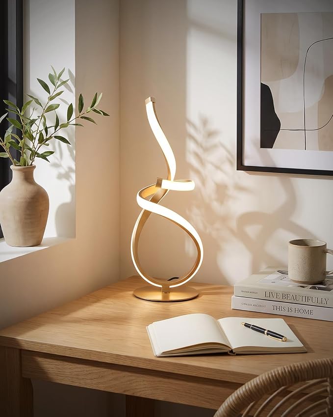 Modern Spiral LED Table Lamp with Touch Dimming | Arvello Mart