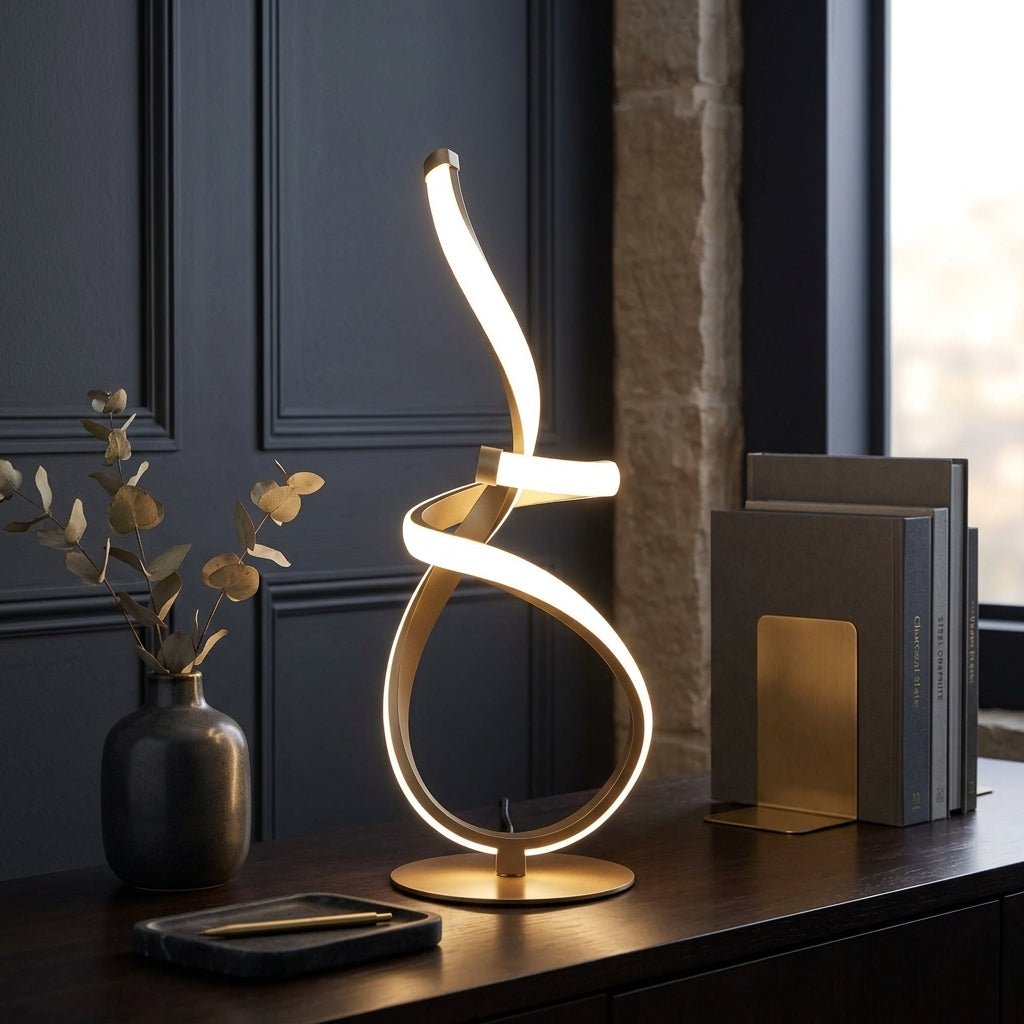 Modern Spiral LED Table Lamp with Touch Dimming | Arvello Mart