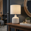 Rustic Ceramic Table Lamp with Linen Shade | Arvello Mart