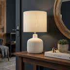 Rustic Ceramic Table Lamp with Linen Shade | Arvello Mart