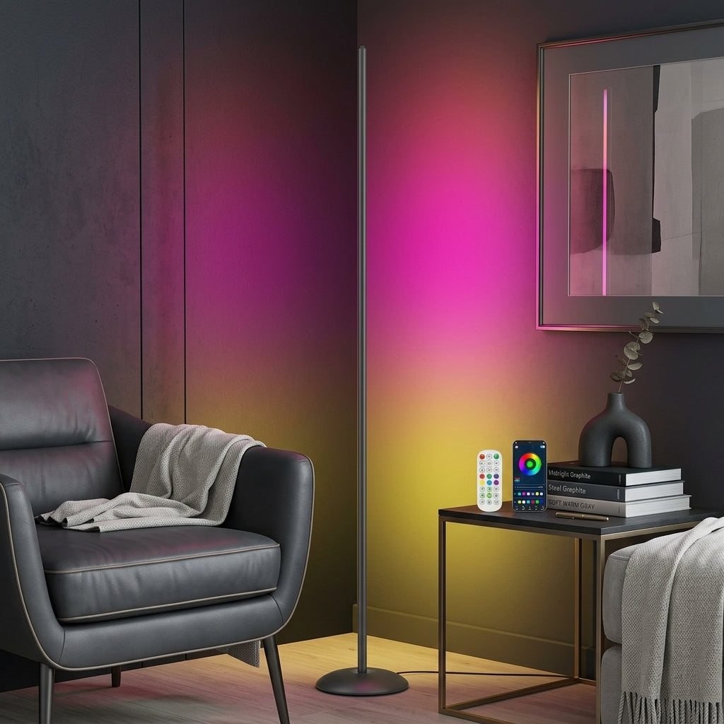 Smart RGB LED Corner Floor Lamp with Music Sync | Arvello Mart